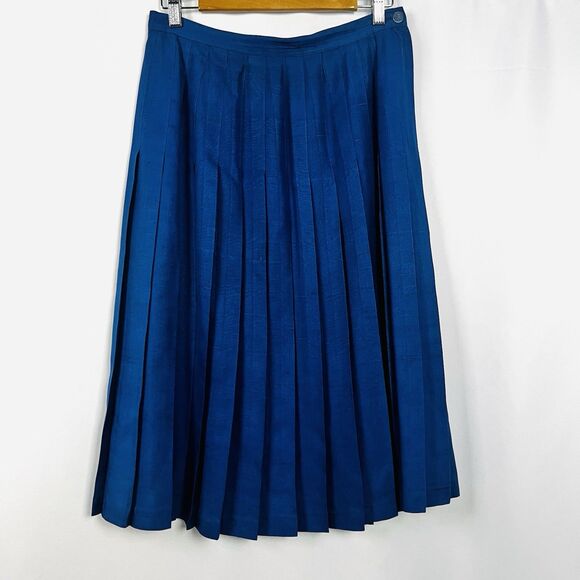 Traditions Dresses & Skirts - New Traditions For Marshall Field’s Cobalt Blue Silk Pleated Midi Skirt Size 12